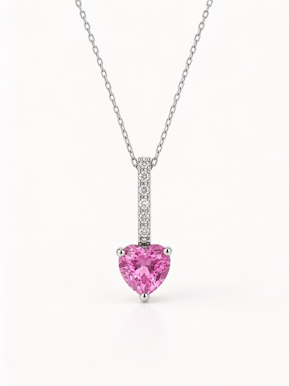 People’s Jewellers Silver Heart Pink Pendant Necklace